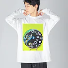 NIL のウサギの幽霊と花 ビッグシルエットロングスリーブTシャツ