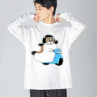 マツバラのもじゃまるバイク移動　水色 Big Long Sleeve T-Shirt