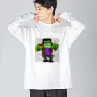 Hey! Kids KidsのHalloween Frankenstein Liam Fitzpatrick  Big Long Sleeve T-Shirt