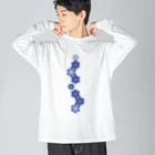 cuuyabowの麻の葉NAVY ビッグシルエットロングスリーブTシャツ