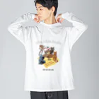 猫のイラスト屋さんのChahideyasuc　hareame ビッグシルエットロングスリーブTシャツ