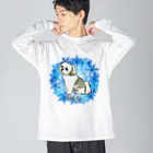 犬グッズの店しえるぶるーの冬のリース　雪の結晶　シーズー ビッグシルエットロングスリーブTシャツ