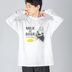 TM-3 Designの名画 × BEER（牛乳を注ぐ女・牛乳かビールか、それが問題だ。）黒線画 Big Long Sleeve T-Shirt