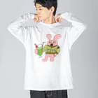 須田ふくろうのレトロ感溢れるジャケットうさぎとクリームソーダ「ジャケうさ」 Big Long Sleeve T-Shirt