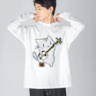 絵娯クリエイトのひのもとにゃんこ® 津軽三味線にゃんこ Big Long Sleeve T-Shirt