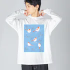 illustrator/ioriの野鳥観察_エナガ ビッグシルエットロングスリーブTシャツ