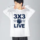 sports_tower スポーツタワーの3x3・スリーエックススリー・3人制バスケ・Tシャツ・アイテム・グッズ・ストリートバスケ・バスケットボール・スピーディーなバスケ・1試合10分間の21点ノックアウト・スポーツ・有望 ビッグシルエットロングスリーブTシャツ