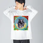 Yossy's Item Factoryの絵画風の犬 ビッグシルエットロングスリーブTシャツ