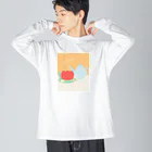 日々花々のチューリップ×ティーカップ Big Long Sleeve T-Shirt