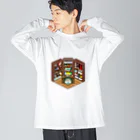 脱サラ賢者タカの岡田斗司夫ゼミスタジオ風なピクセルルームTシャツ ビッグシルエットロングスリーブTシャツ
