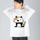 うさやのパンダ風味の三毛猫 ビッグシルエットロングスリーブTシャツ