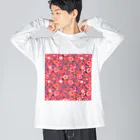 Katie（カチエ）のエキゾチックな花柄（ピンク／小） Big Long Sleeve T-Shirt