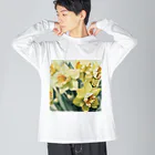 botanicalartAIの黄色のスイセン ビッグシルエットロングスリーブTシャツ