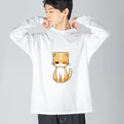 ほっけにゃんの眠たいほっけにゃん ビッグシルエットロングスリーブTシャツ