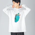 森図鑑の[森図鑑] サザナミインコ水色 Big Long Sleeve T-Shirt