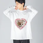 キャラメル色のメルちゃんのホイップクリーム猫ちゃん ビッグシルエットロングスリーブTシャツ