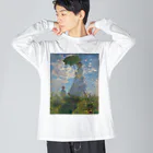 世界美術商店の散歩、日傘をさす女性 / Woman with a Parasol - Madame Monet and Her Son ビッグシルエットロングスリーブTシャツ