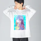 帆波　綾の青髪 Big Long Sleeve T-Shirt