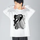greetenの不死鳥アート　モノクロ Big Long Sleeve T-Shirt