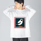 みどりの森のエレガントな鳥 ビッグシルエットロングスリーブTシャツ