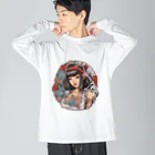 streetsnapの可愛いタトゥーだらけの女性、片面プリントTシャツ、期間限定 Big Long Sleeve T-Shirt