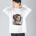 streetsnapの可愛いタトゥーだらけの女性、片面プリントTシャツ、期間限定 Big Long Sleeve T-Shirt