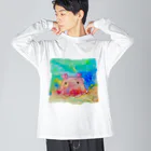 onmycolorの楽描き店のめんだぁこさん ビッグシルエットロングスリーブTシャツ