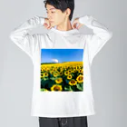 the blue seasonのヒマワリ畑 ビッグシルエットロングスリーブTシャツ