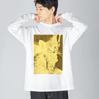 金色猫のキラキラネコ ビッグシルエットロングスリーブTシャツ