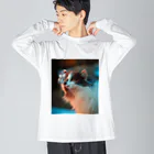 可愛い猫ちゃんの猫と蝶の友情 Big Long Sleeve T-Shirt