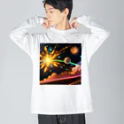 marky88の宇宙に咲く花火 ビッグシルエットロングスリーブTシャツ