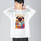 LEONのWe♥PUG　色彩（パグ大好き！） ビッグシルエットロングスリーブTシャツ