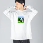 Send8の可愛くむさぼるパンダ ビッグシルエットロングスリーブTシャツ