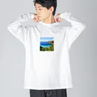 山田　太郎の海辺で　ゆったり　バカンス ビッグシルエットロングスリーブTシャツ