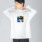 にゃーんのグラサンだにゃー ビッグシルエットロングスリーブTシャツ