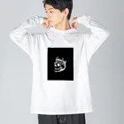 COOL&SIMPLEのBlack White Illustrated Skull King  ビッグシルエットロングスリーブTシャツ