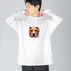 getprizeのドット絵の犬 ビッグシルエットロングスリーブTシャツ