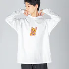 ネコフスキの鮮やかな凛々しい猫さんのイラストグッズ Big Long Sleeve T-Shirt