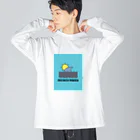 hassy3160のwhite beach vibesデザイン ビッグシルエットロングスリーブTシャツ