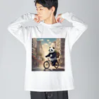 ルノルノの自転車でお買い物パンダくん Big Long Sleeve T-Shirt