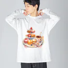 Stellaの水彩画のアフタヌーンティー ビッグシルエットロングスリーブTシャツ