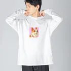 まさのお店の人懐こい犬 ビッグシルエットロングスリーブTシャツ