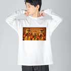 Mottan‘s Art Goods Shopの見ざる・聞かざる・言わざる　See no evil, hear no evil, speak no evil ビッグシルエットロングスリーブTシャツ