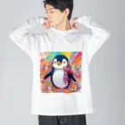 aki7sの笑顔のペンギン ビッグシルエットロングスリーブTシャツ