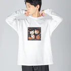 不思議なイラストのワンダーキャットイラストグッズ Big Long Sleeve T-Shirt