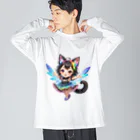 NexDreamの妖精のハロウィンフェス（黒猫2） ビッグシルエットロングスリーブTシャツ