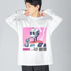 おもちショップの一服ロボットさん ビッグシルエットロングスリーブTシャツ