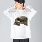 グレージュ猫ロッタン🐈‍⬛のロッタンのリラックスタイム ビッグシルエットロングスリーブTシャツ