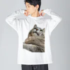 グレージュ猫ロッタン🐈‍⬛のよそ見ロッタン ビッグシルエットロングスリーブTシャツ