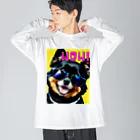 Pom-Dog'sのちょい悪黒ポメ　ジョニー ビッグシルエットロングスリーブTシャツ